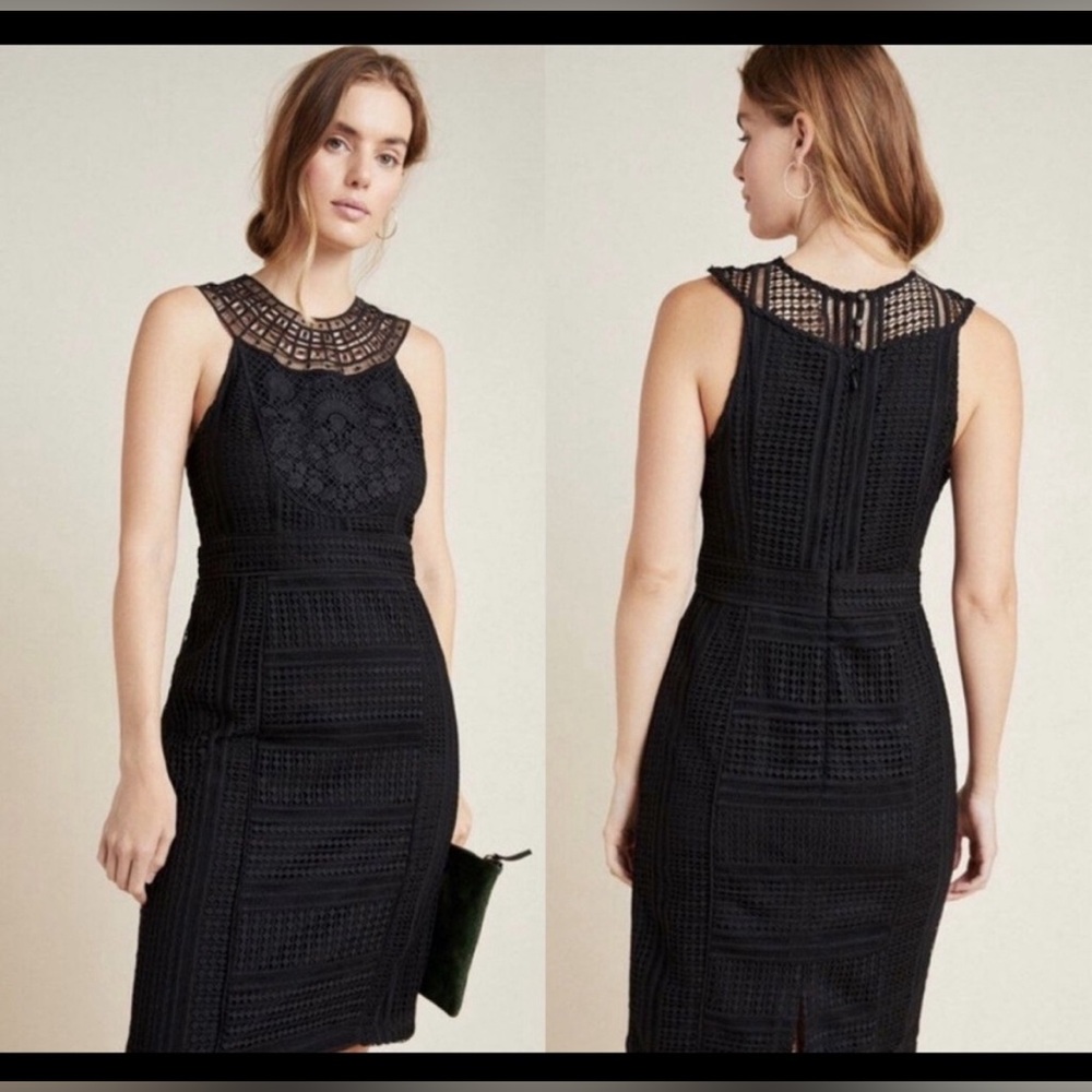 Anthropologie Dylan Lace Mini Dress Black Size 6